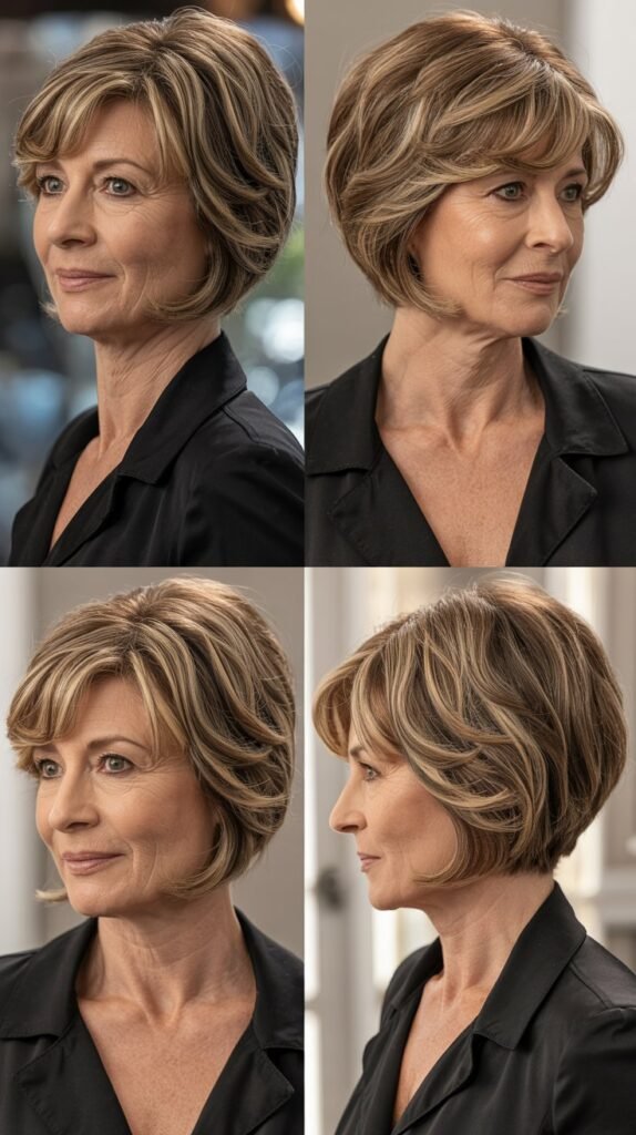 Face-Framing Layered Bob with Swoopy Bangs