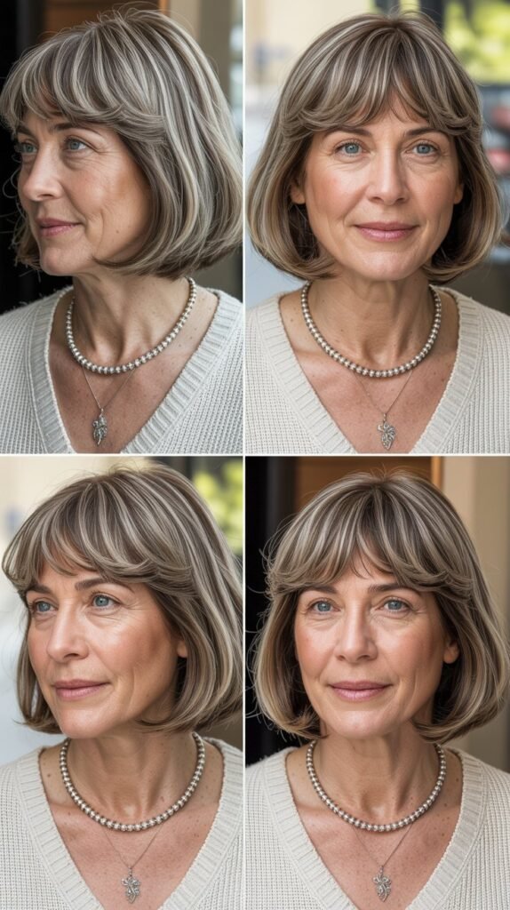  Chin-Length Bob with Curtain Bangs