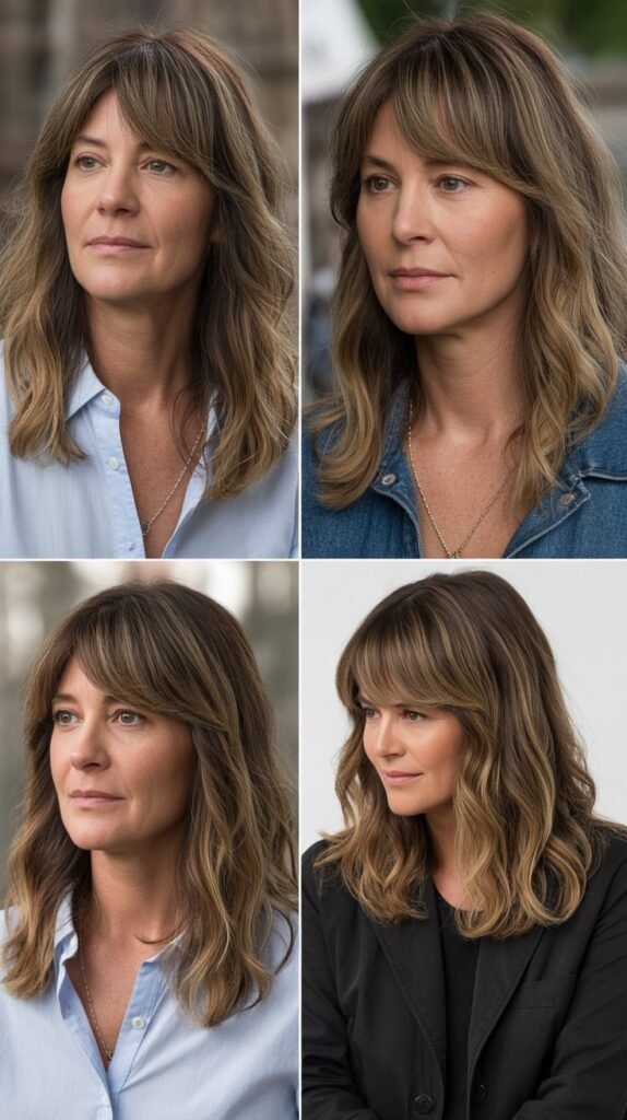 Curtain Bangs with Balayage