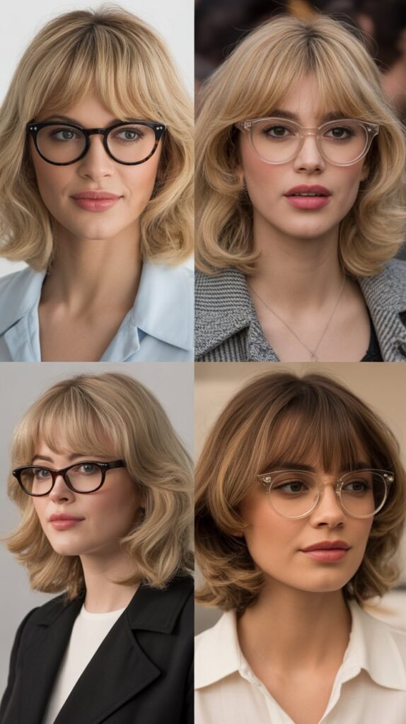 Bardot Bangs with Medium Layered Hair