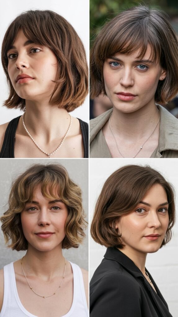 Chin-Length Bob with Side-Swept Bangs