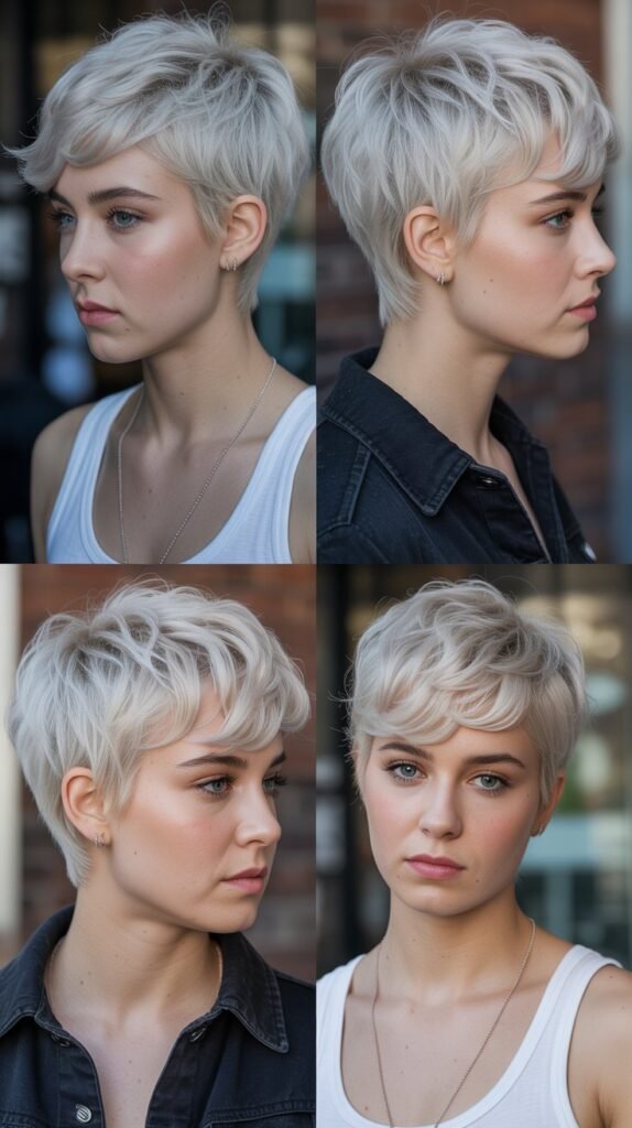15. Choppy Pixie With Platinum Color