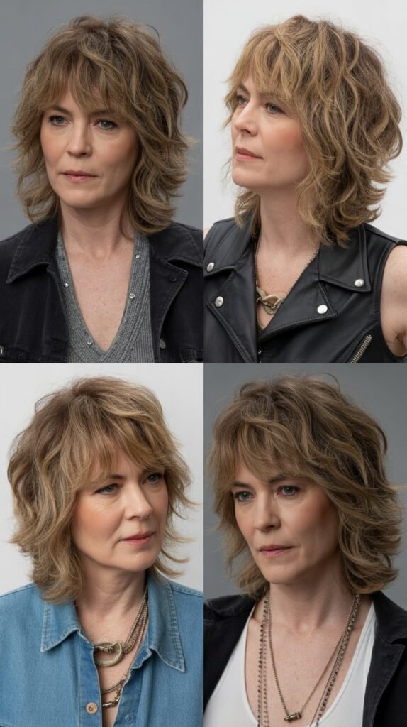 Textured Fringe with Shaggy Midi Cut