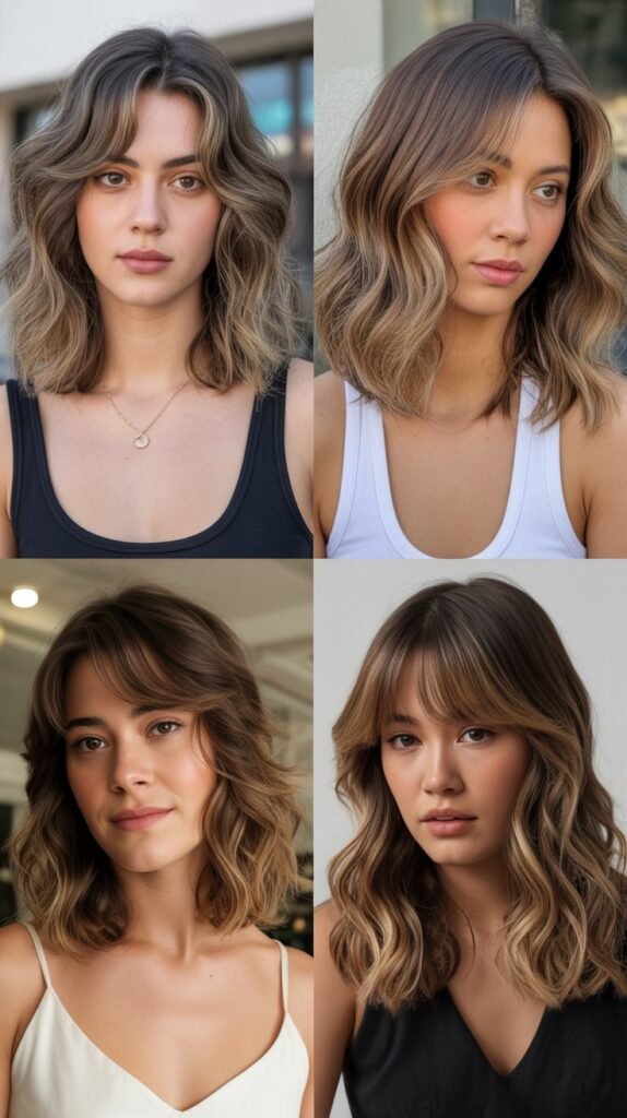 Medium Wavy Lob With Curtain Bangs