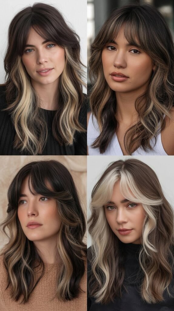  Medium Hair With Wispy Bangs and Money Pieces