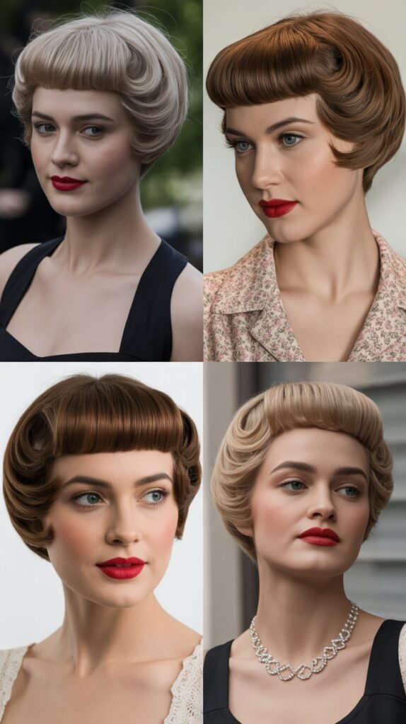 19. Smooth Pixie With Pin-Up Style Bangs