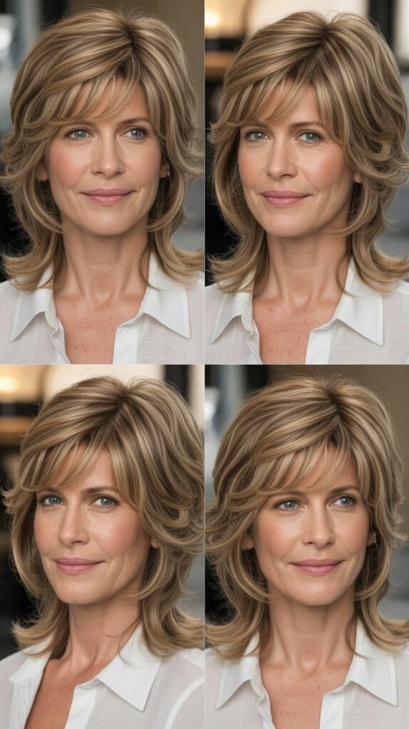 Layered Medium Cut with Feathered Bangs