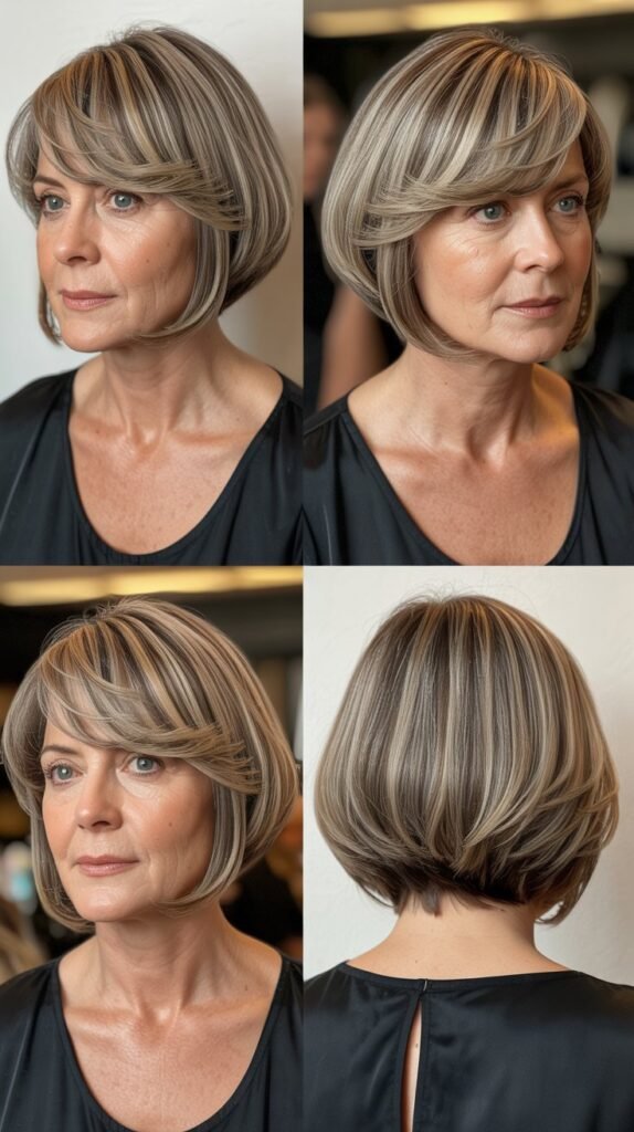 Classic A-Line Layered Bob with Wispy Bangs