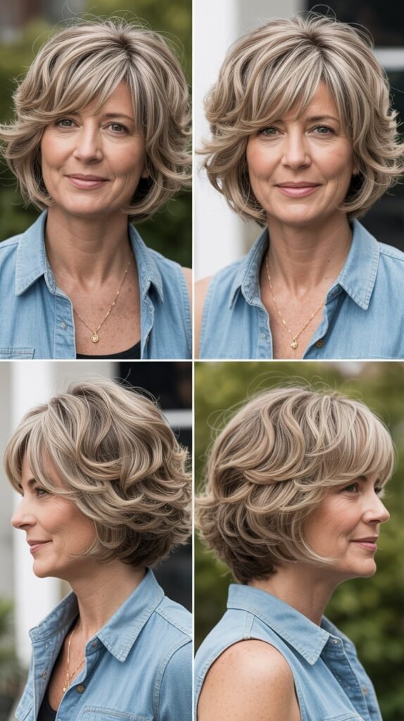  Layered Bob with Feathered Fringe