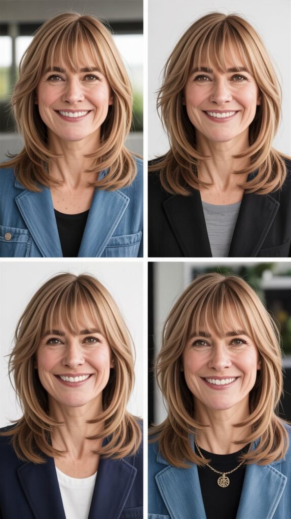 Elongated Curtain Bangs