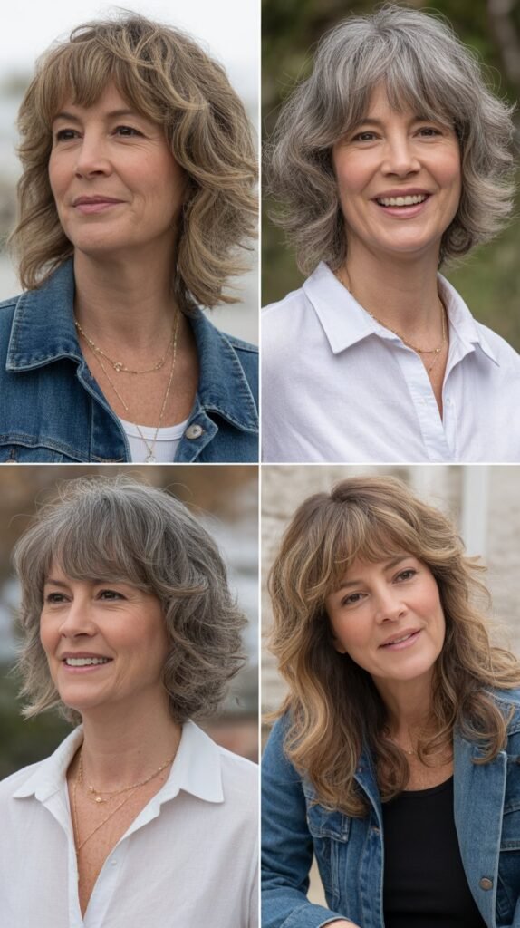  Textured Bangs with Tousled Waves