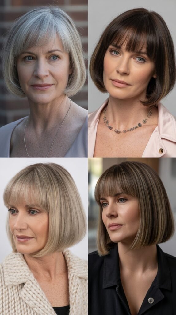 Smooth Blunt Bangs with Sleek Bob