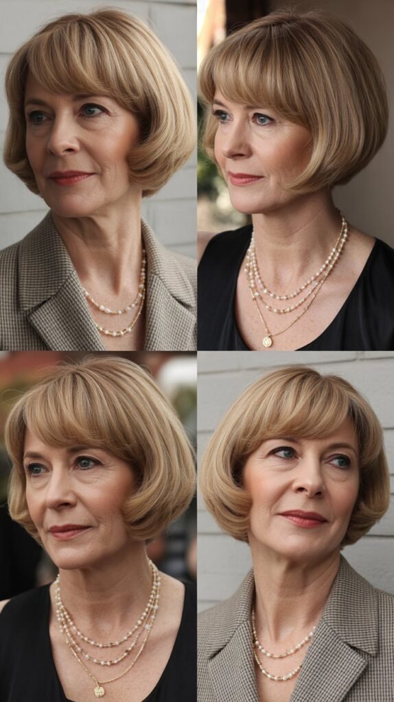 . Curved Bangs with Rounded Bob