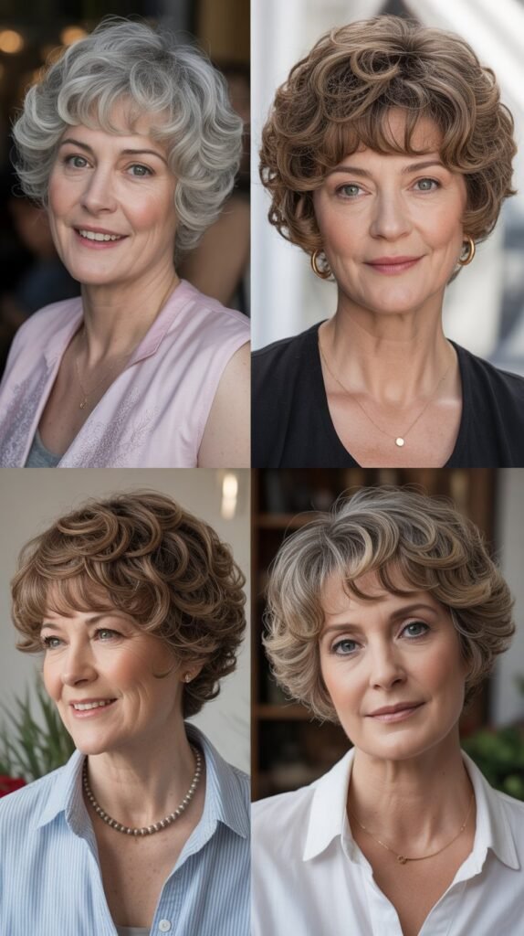 Rounded Curly Pixie with Textured Fringe