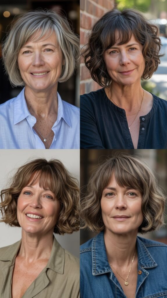 Natural Textured Bob with Face-Framing Bangs