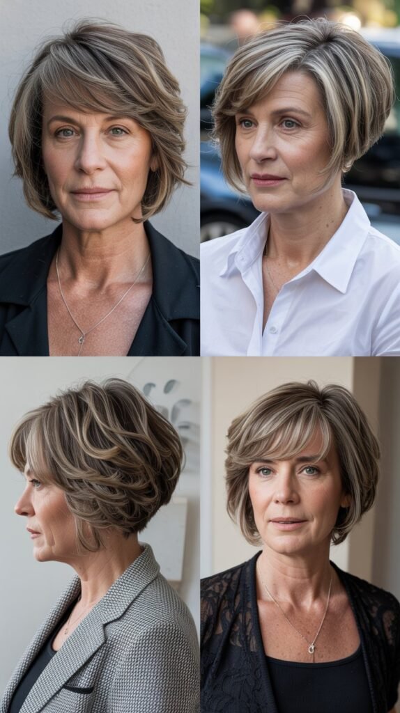 Asymmetrical Bob with Swooped Bangs