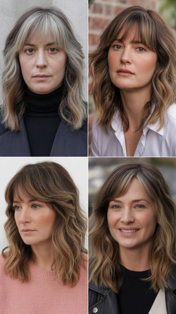 Curtain Bangs with Color Accents