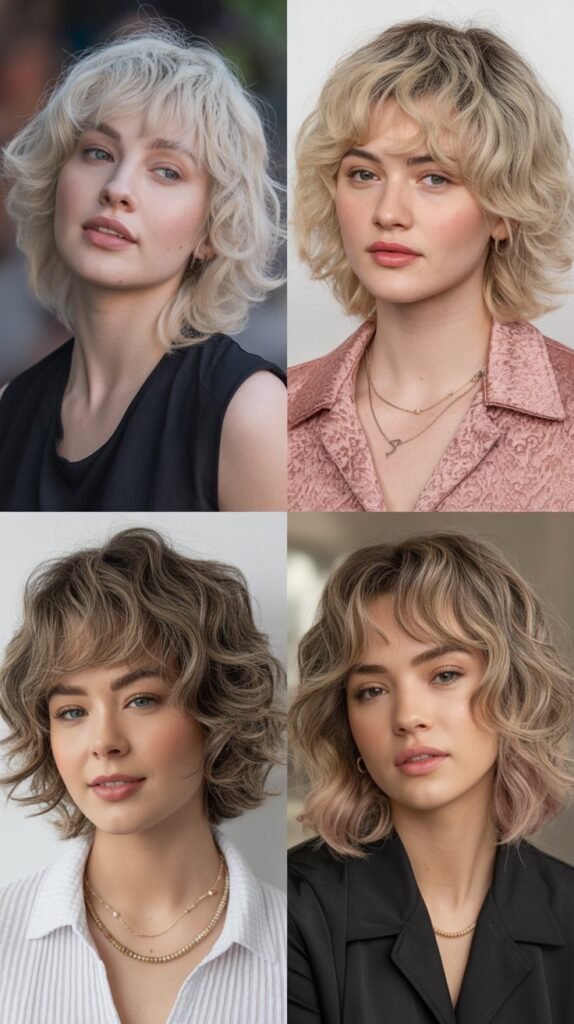  Medium Textured Waves With Baby Wispy Bangs