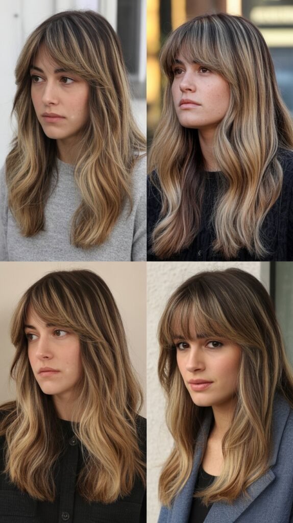  Medium Hair With Curtain Bangs and Highlights