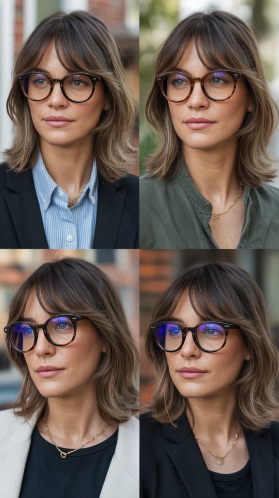 Curtain Bangs with Shoulder-Length Layers