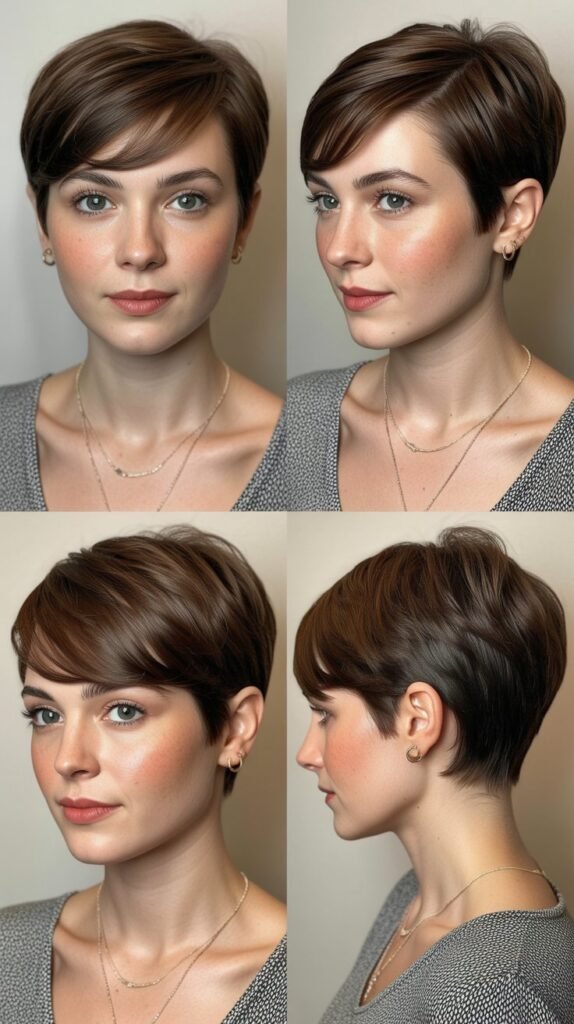 1. The Classic Tapered Pixie with Side-Swept Bangs