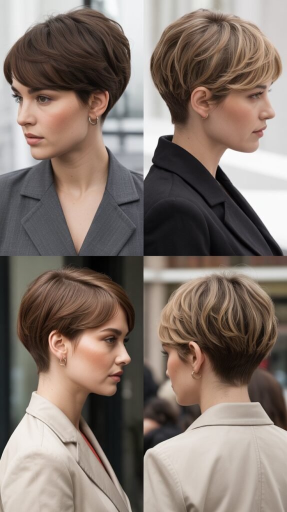 9. Graduated Pixie With Curved Bangs