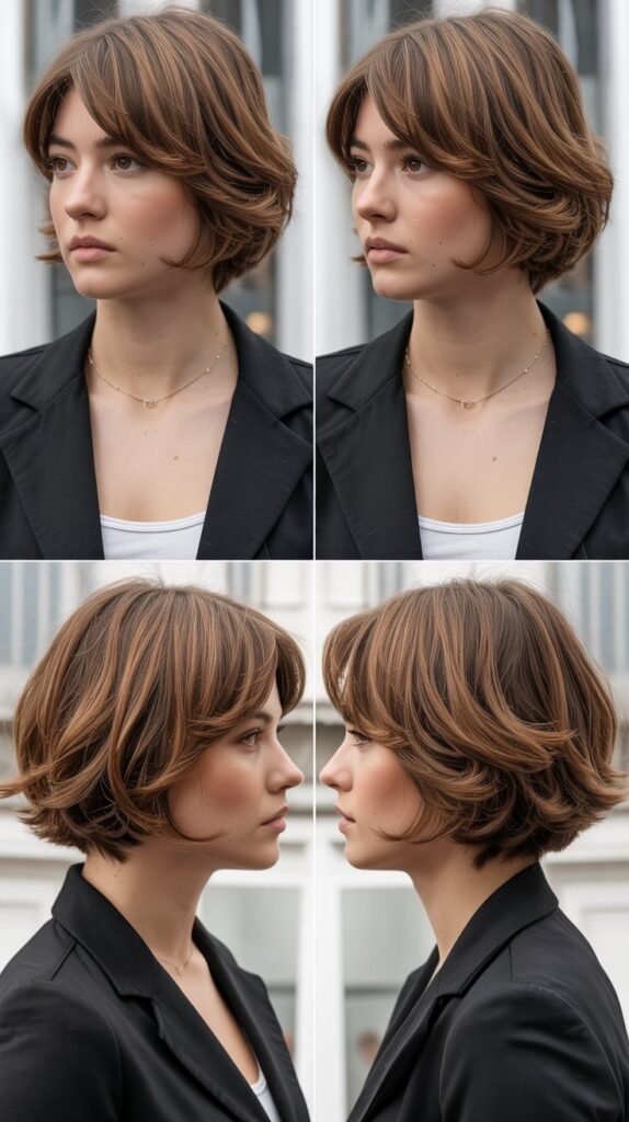 Layered Bob with Crown Volume