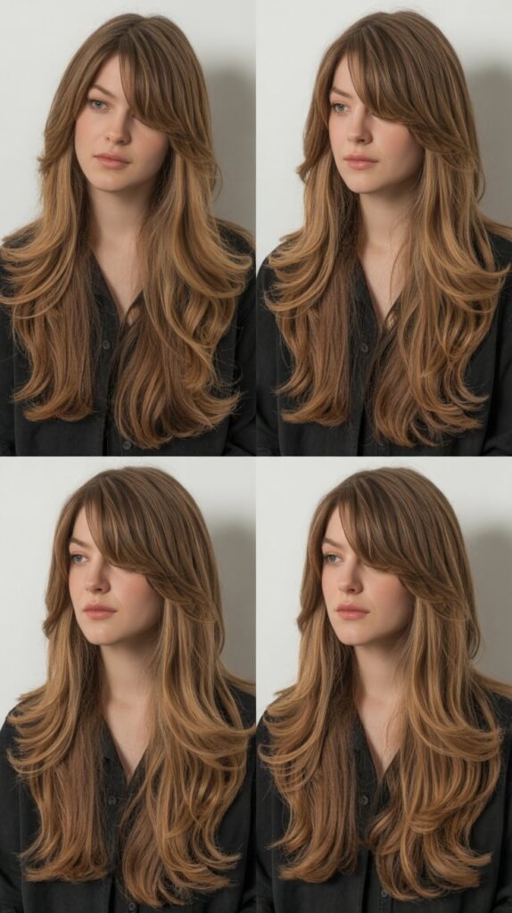 Side-Swept Bangs with Cascading Layers