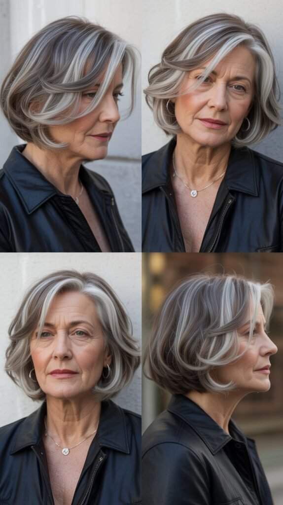 Chin-Length Bob with Platinum Highlights