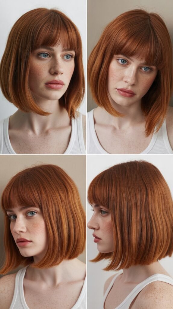 22. Razored Ends with Blunt Baby Bangs