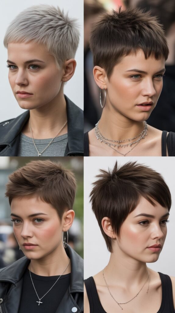 4. Spiky Crown Pixie with Tapered Sides