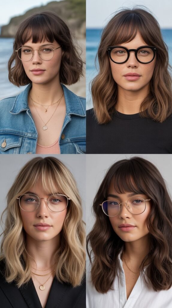 Straight-Across Bangs with Medium Beach Waves