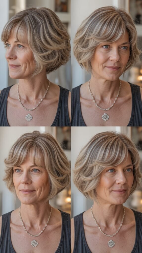 . Collarbone Bob with Asymmetrical Bangs