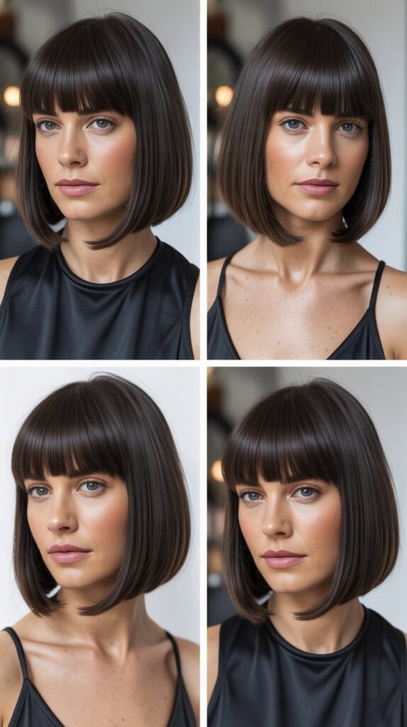 A-Line Lob with Blunt Bangs