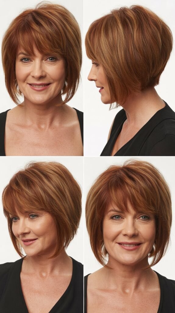  Angled Bob with Razored Bangs