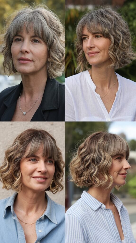  Wavy Lob with Curtain Bangs