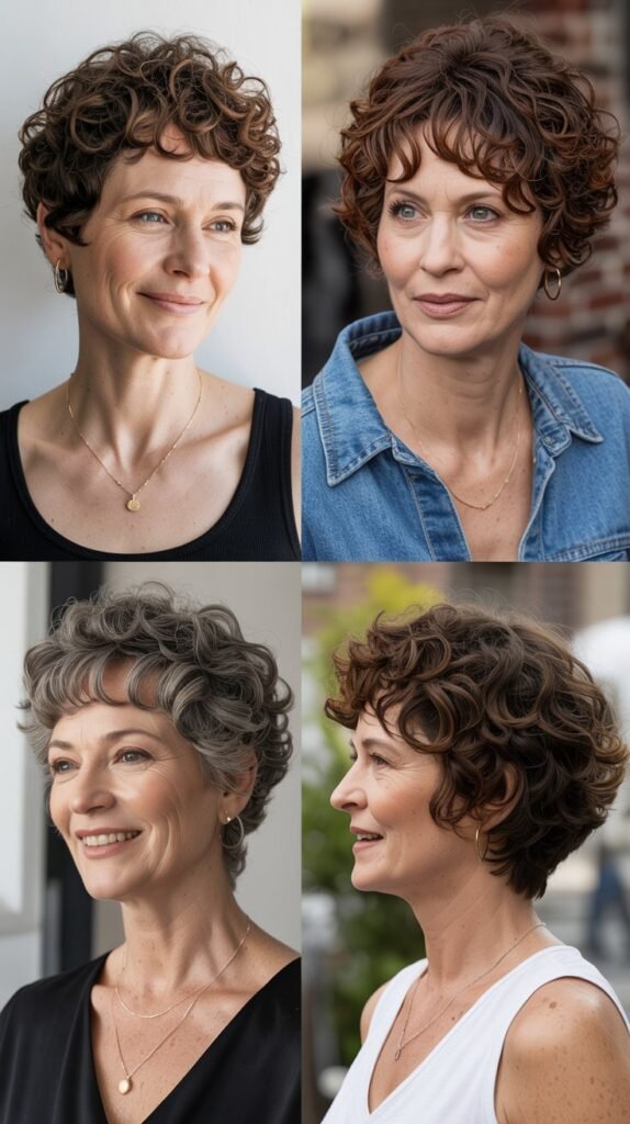  Curly Pixie with Short Bangs