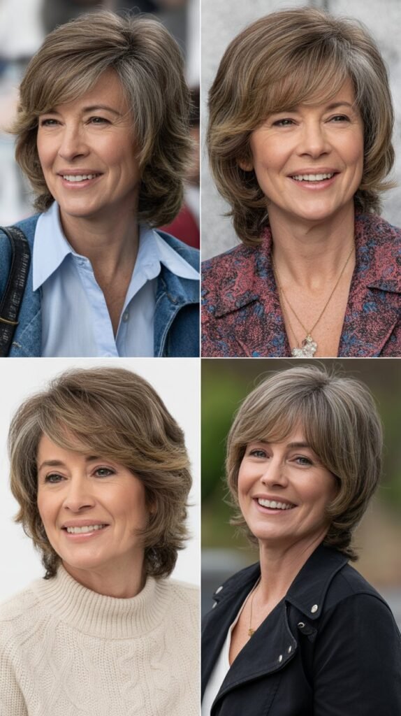  Feathered Side Bangs with Medium Shag