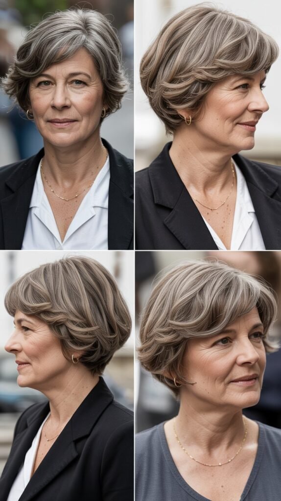 Asymmetrical Layered Bob with Diagonal Bangs