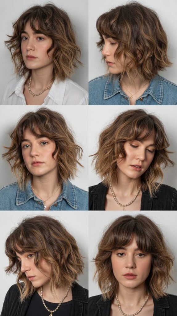 Textured Lob With Piecey Curtain Bangs