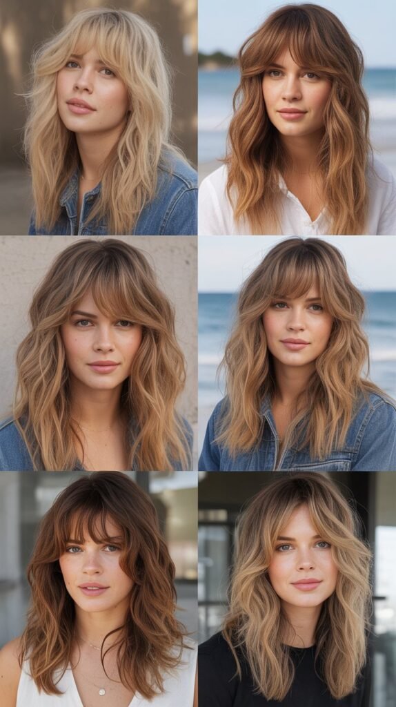 Beachy Waves With Long Wispy Bangs