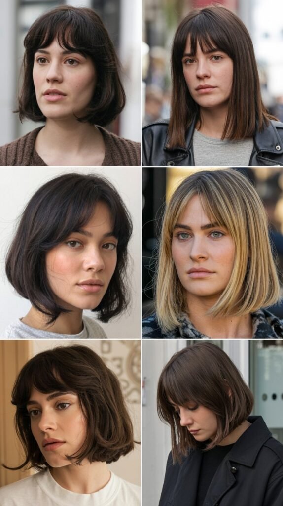 Chin-Length Bob with Curtain Bangs