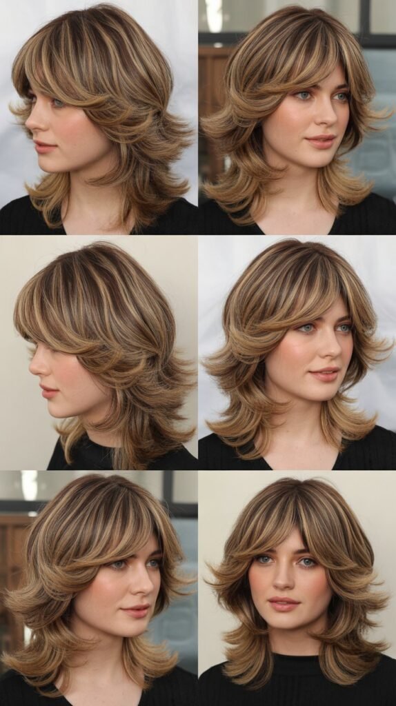 Layered Medium Hair With Arched Curtain Bangs