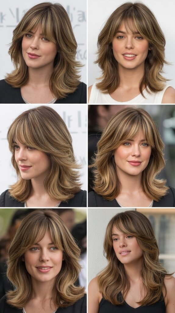  Medium Hair With Long Wispy Bangs and Layers