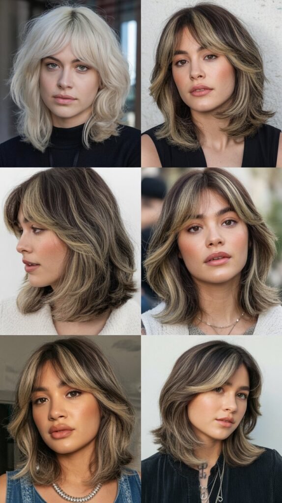 Medium Hair With Asymmetrical Curtain Bangs