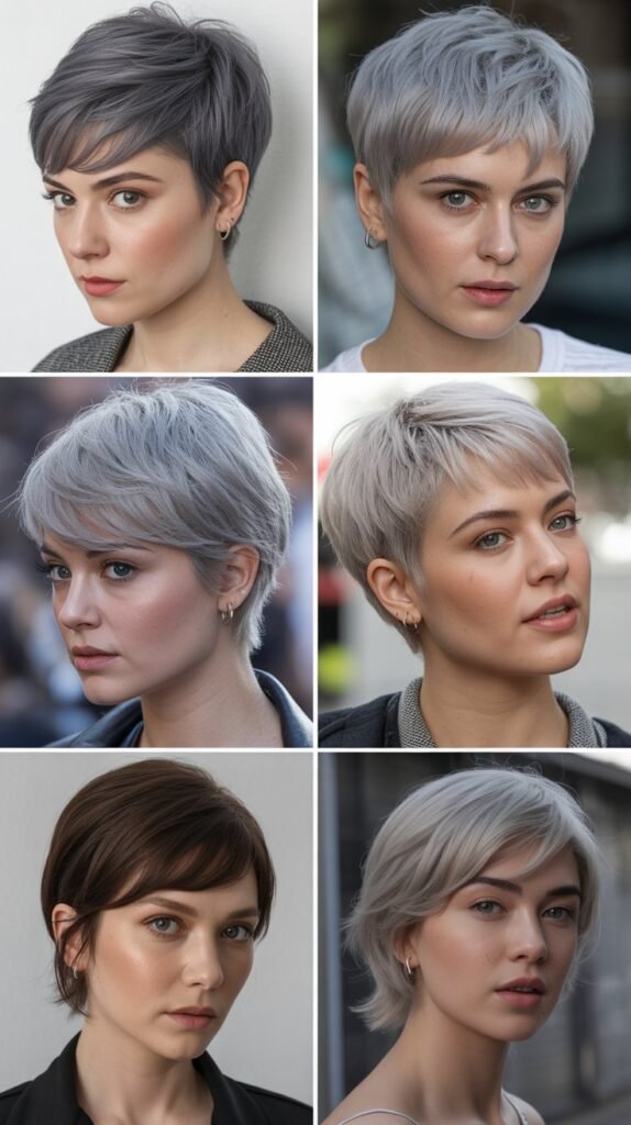 14. Silver Grey Edgy Pixie