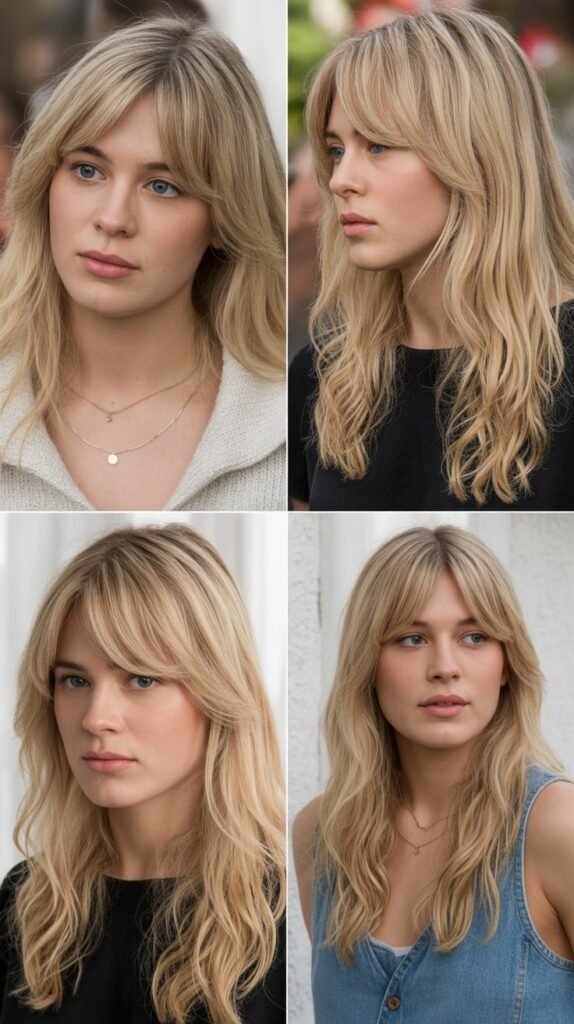 Sandy Blonde with Long Side Bangs