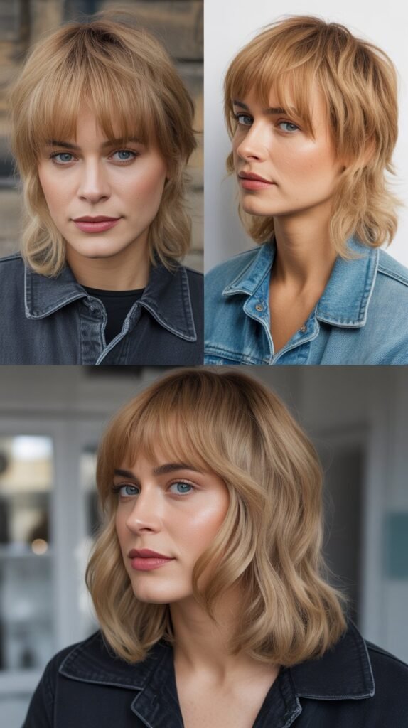 Shaggy Bangs with Golden Blonde Shag Cut