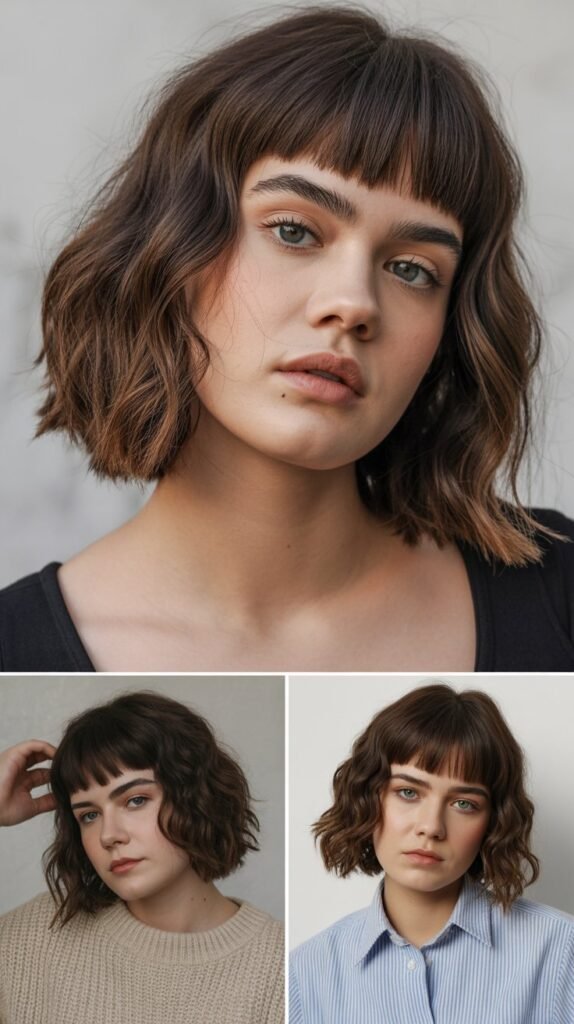 Shaggy Bob with Blunt Micro Bangs