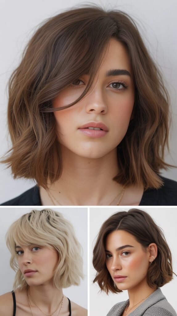Side Bangs with Layered Lob